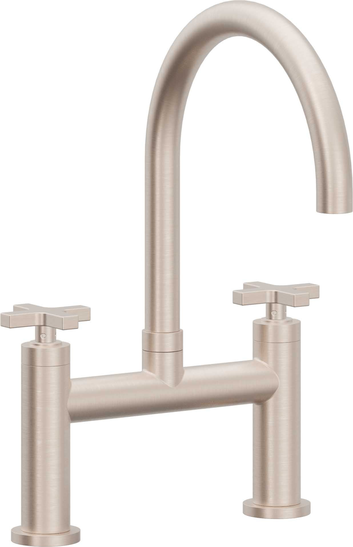 California Faucets Corsano Llave de Cocina Tipo Puente Contemporanea - Pico en Arco - Níquel Satinado