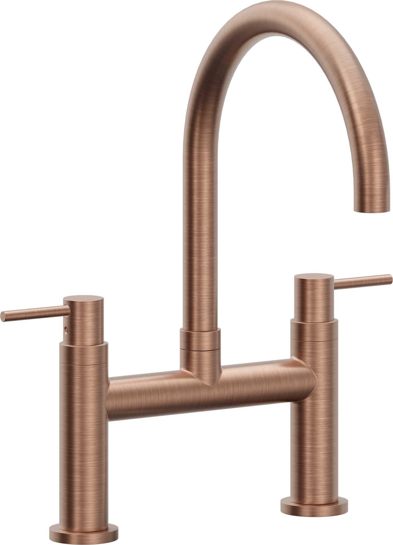 California Faucets Corsano Llave de Cocina Tipo Puente Contemporanea - Pico en Arco - Cobre Antiguo Mate
