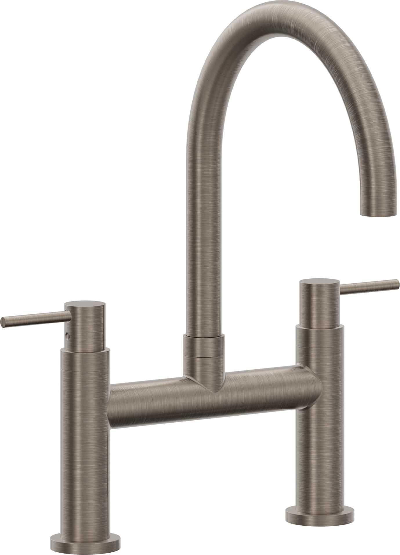California Faucets Corsano Llave de Cocina Tipo Puente Contemporanea - Pico en Arco - Níquel Antiguo Mate