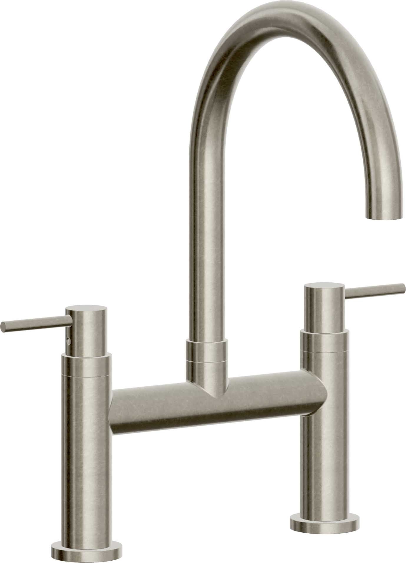 California Faucets Corsano Llave de Cocina Tipo Puente Contemporanea - Pico en Arco - Níquel Bruñido