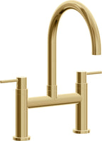 California Faucets Corsano Llave de Cocina Tipo Puente Contemporanea - Pico en Arco - Oro Francés