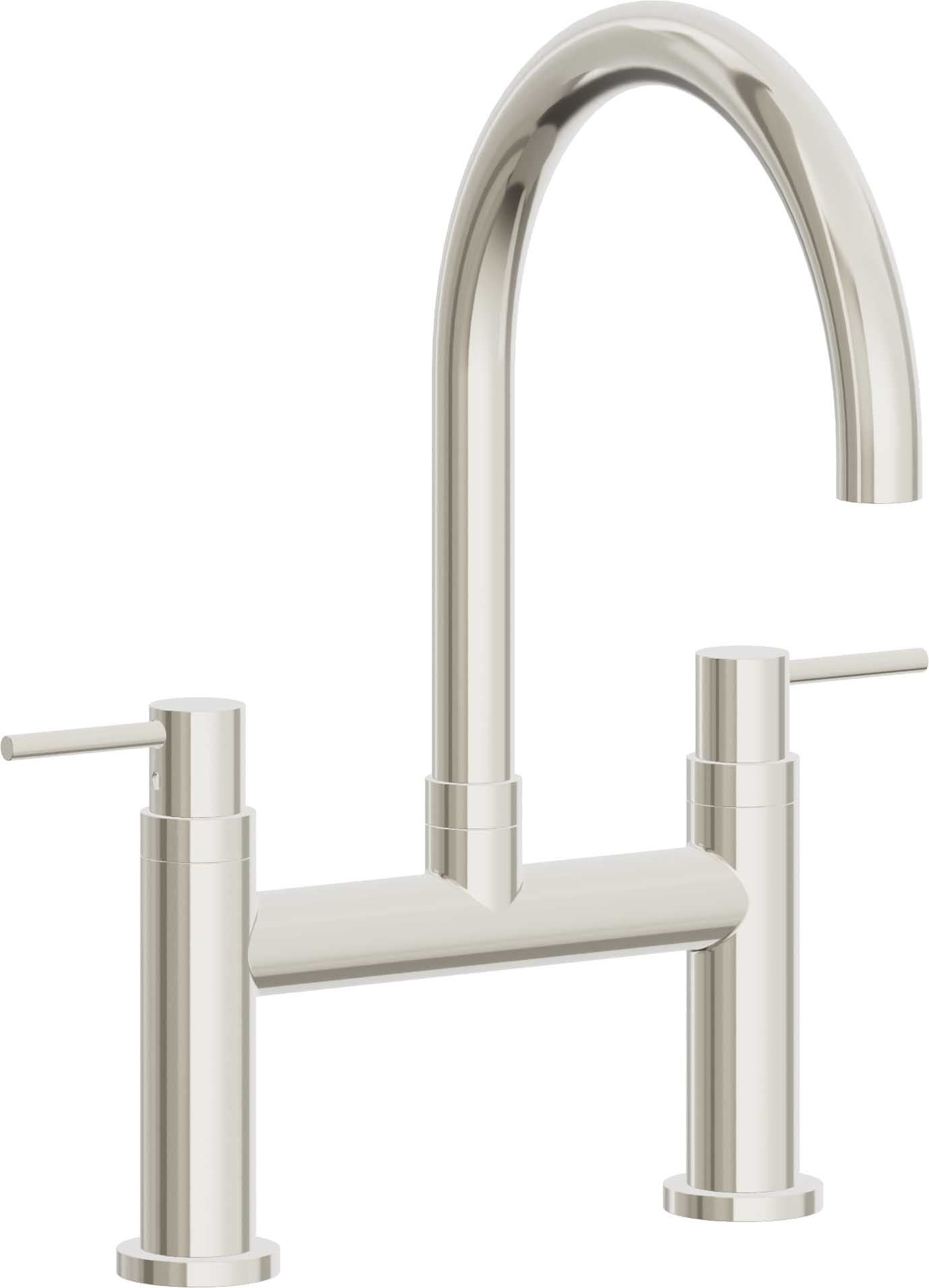 California Faucets Corsano Llave de Cocina Tipo Puente Contemporanea - Pico en Arco - Níquel Pulido