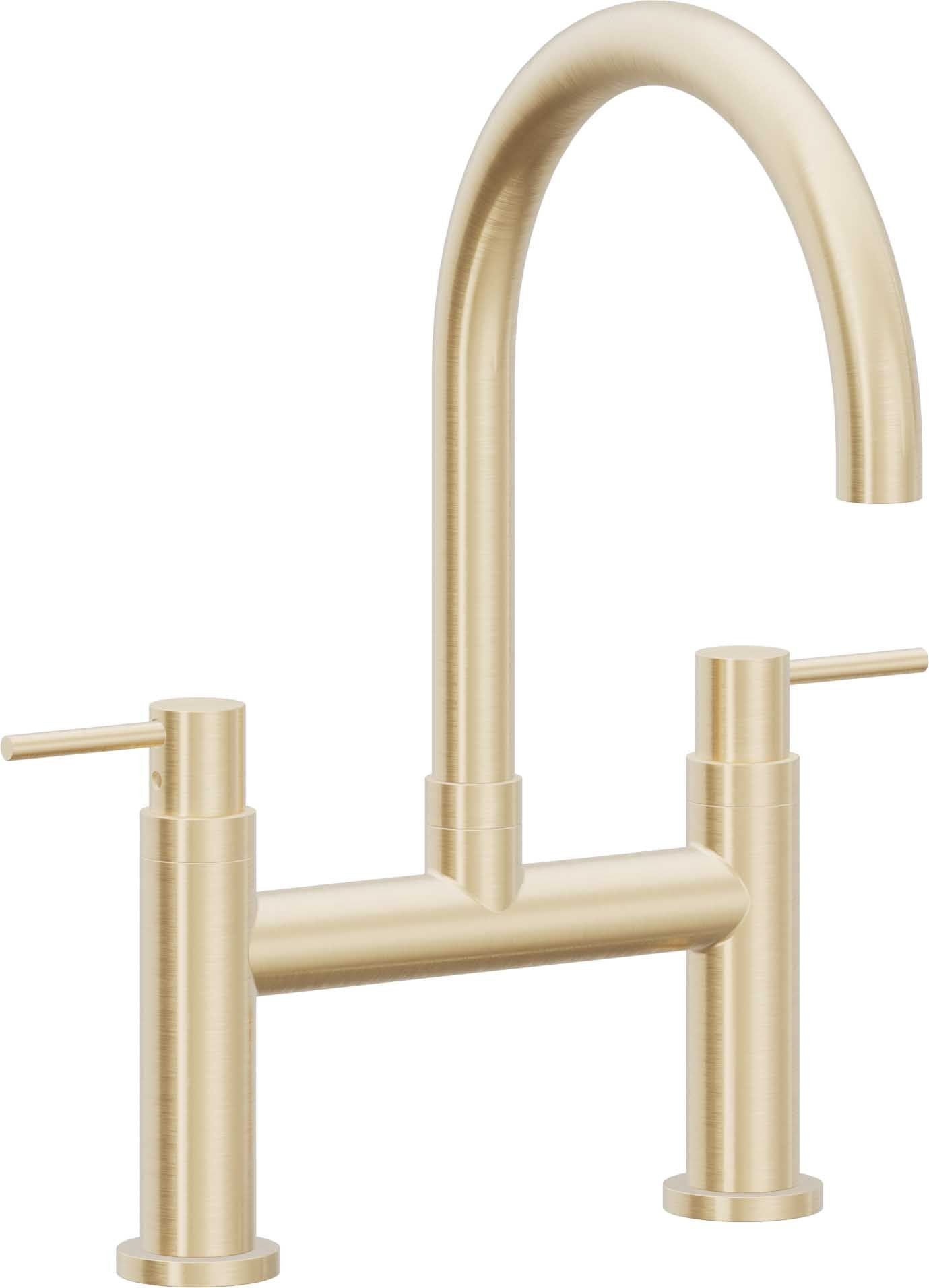 California Faucets Corsano Llave de Cocina Tipo Puente Contemporanea - Pico en Arco - Latón Satinado