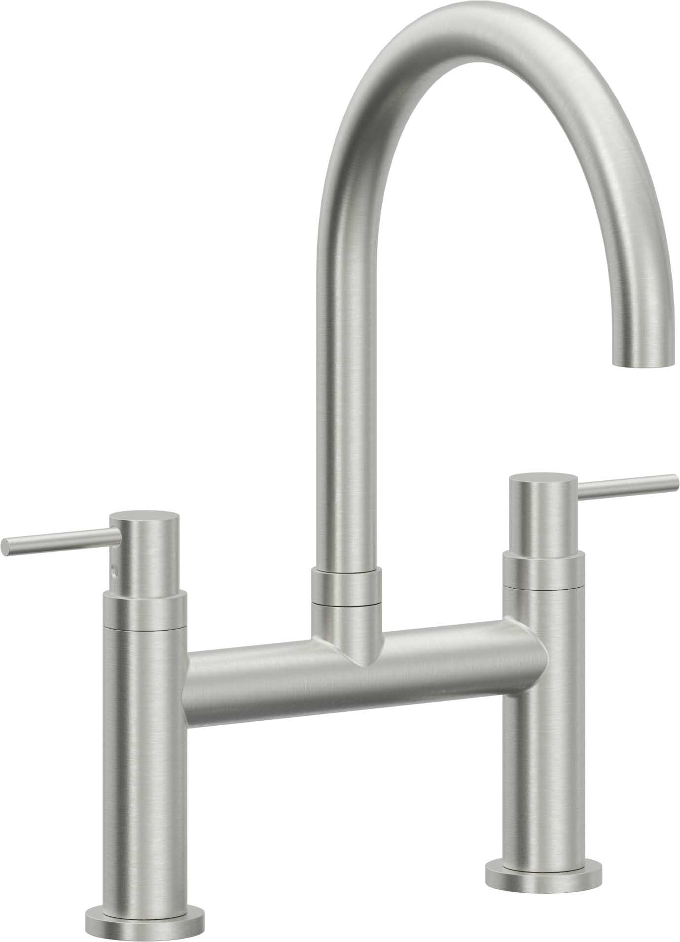 California Faucets Corsano Llave de Cocina Tipo Puente Contemporanea - Pico en Arco - Cromo Satinado