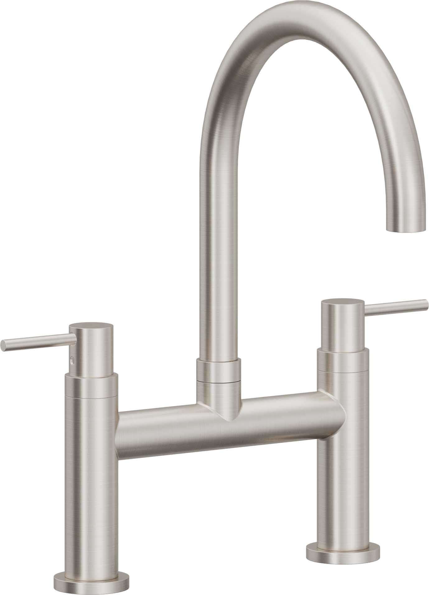 California Faucets Corsano Llave de Cocina Tipo Puente Contemporanea - Pico en Arco - Acero Inoxidable Ultra