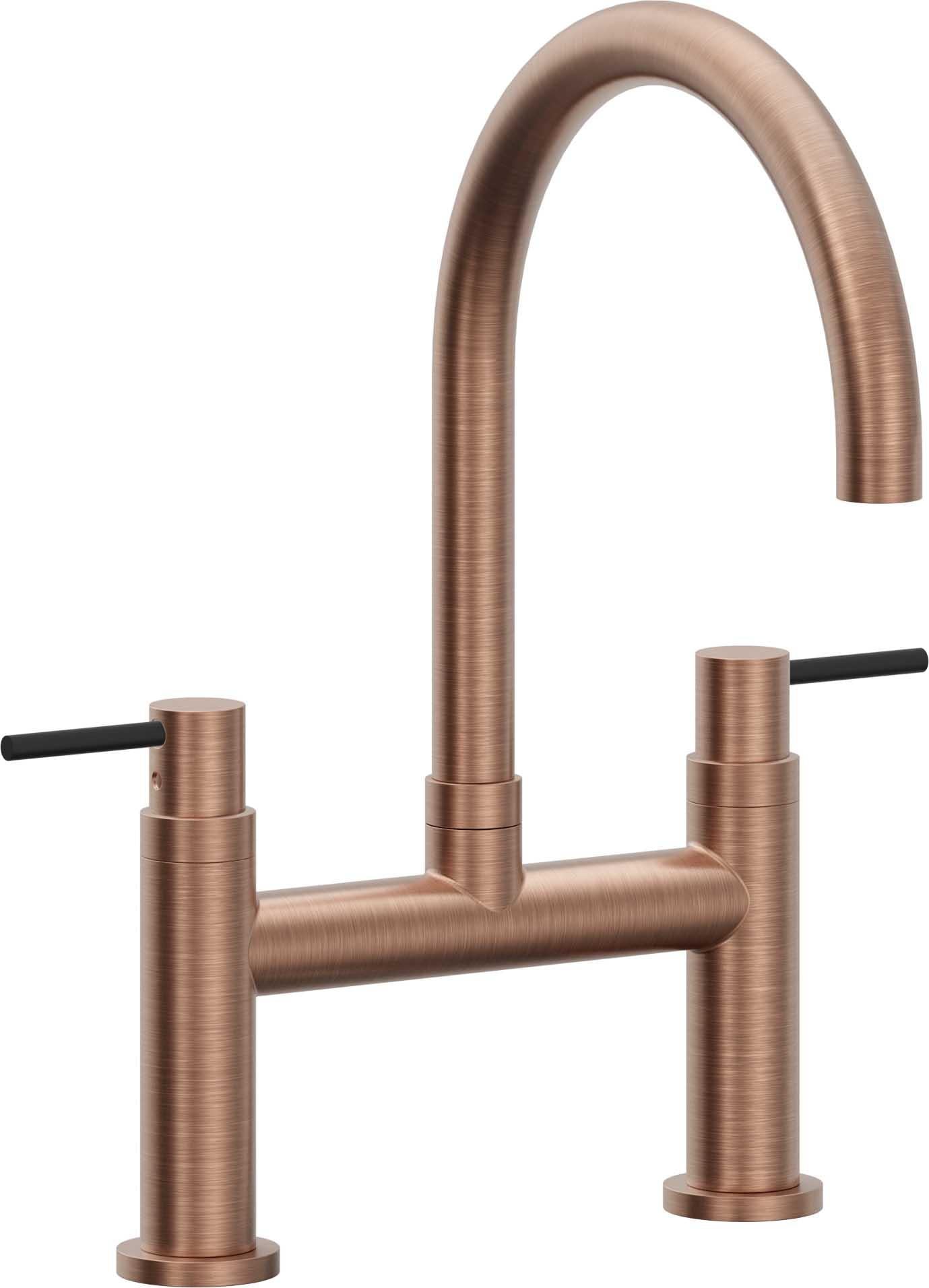 California Faucets Corsano Llave de Cocina Tipo Puente Contemporanea - Pico en Arco - Cobre Antiguo Mate