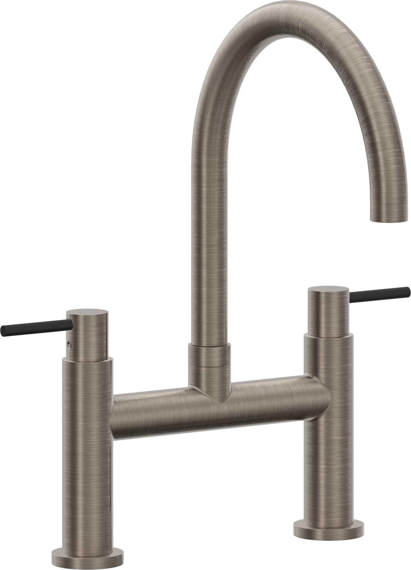 California Faucets Corsano Llave de Cocina Tipo Puente Contemporanea - Pico en Arco - Níquel Antiguo Mate