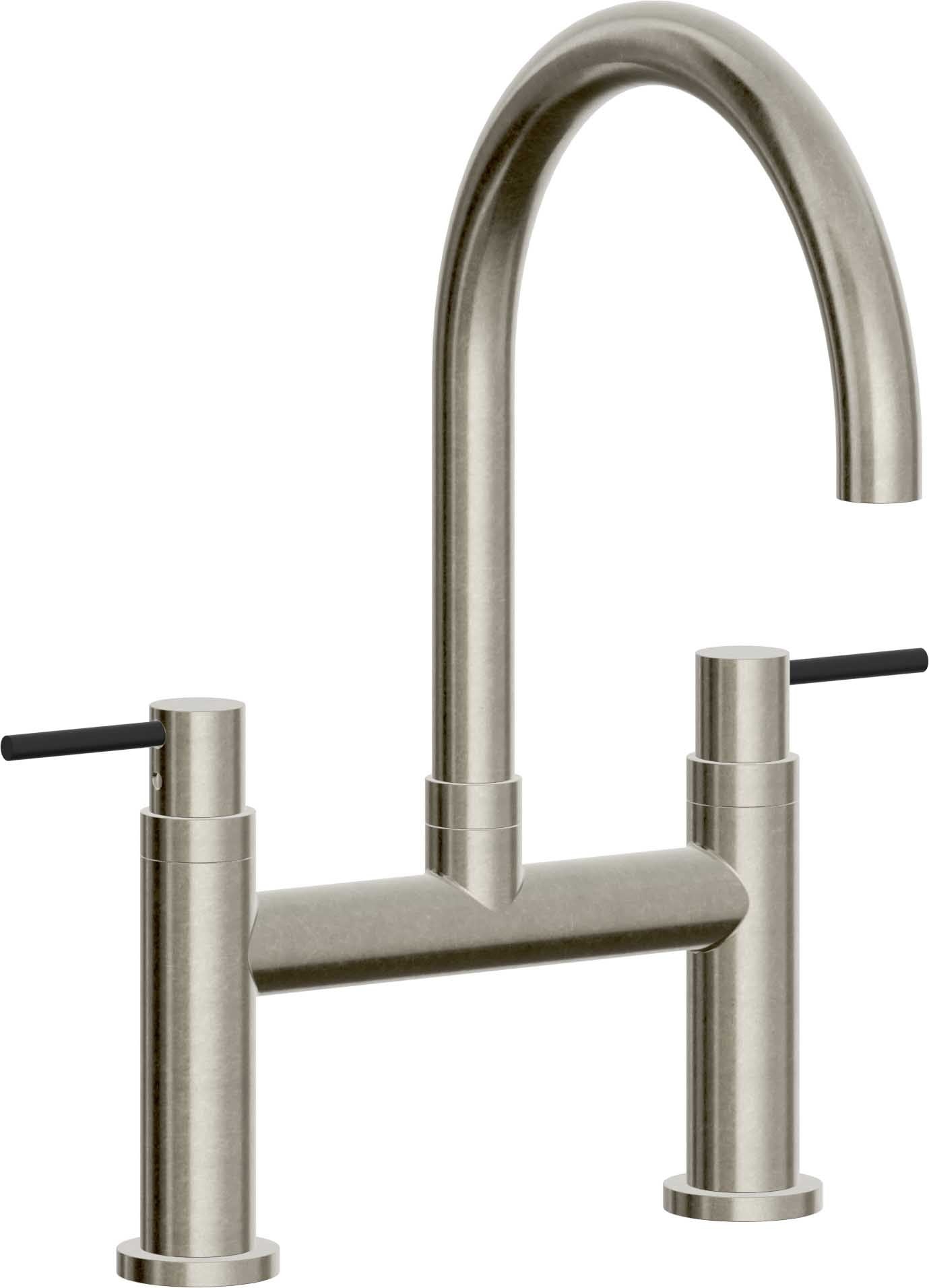 California Faucets Corsano Llave de Cocina Tipo Puente Contemporanea - Pico en Arco - Níquel Bruñido