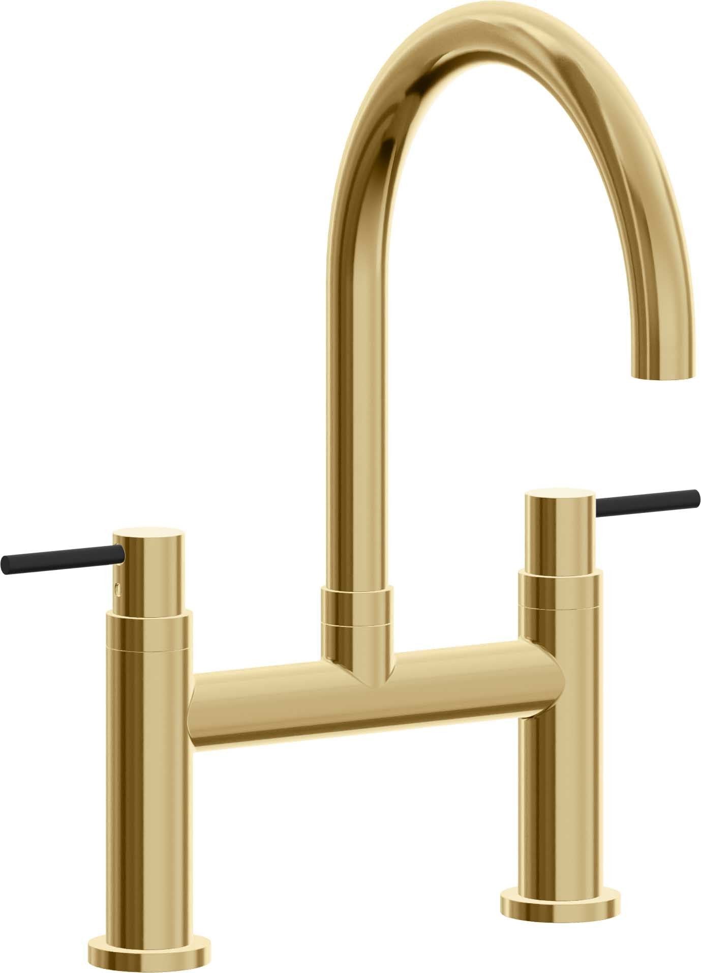 California Faucets Corsano Llave de Cocina Tipo Puente Contemporanea - Pico en Arco - Oro Francés