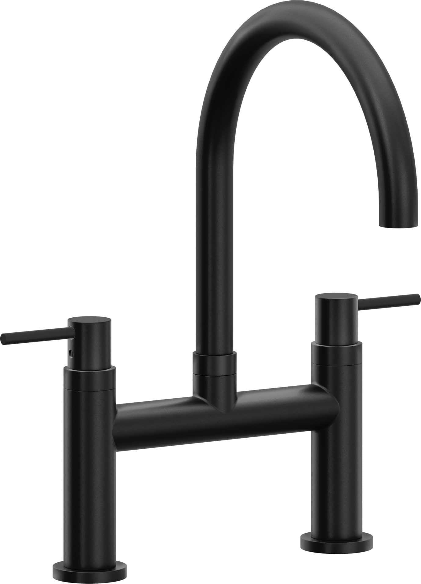California Faucets Corsano Llave de Cocina Tipo Puente Contemporanea - Pico en Arco - Negro Mate