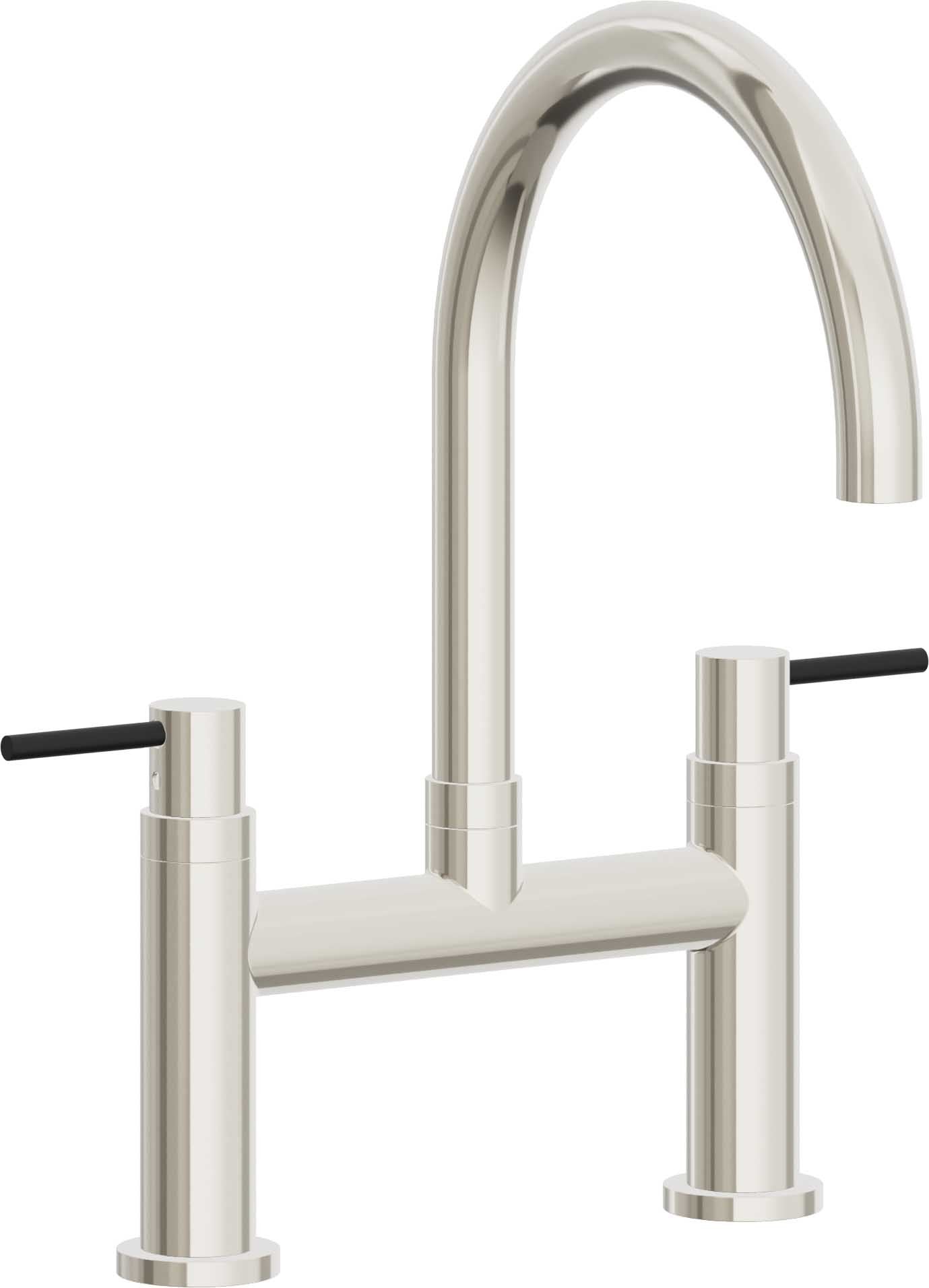 California Faucets Corsano Llave de Cocina Tipo Puente Contemporanea - Pico en Arco - Níquel Pulido