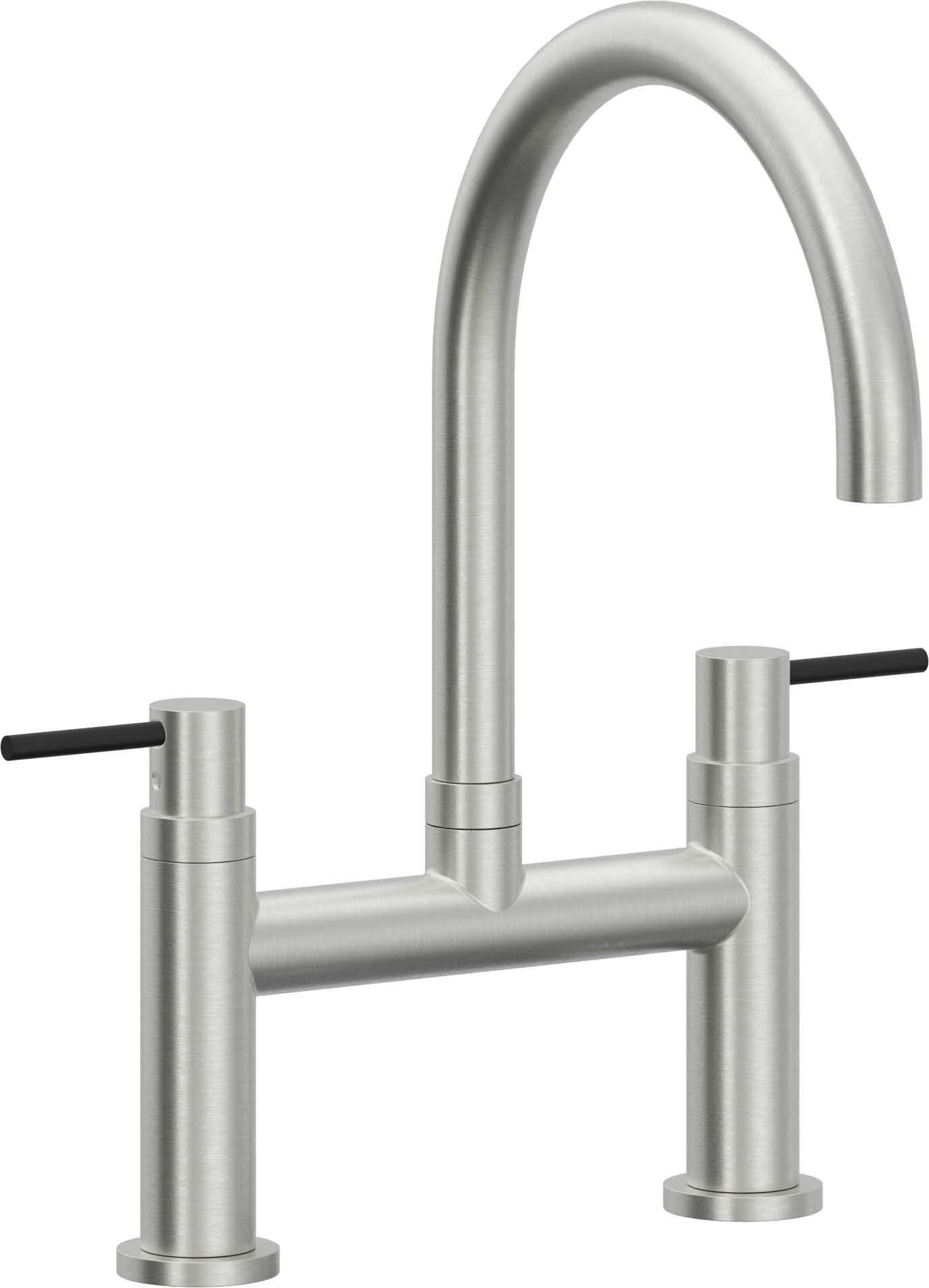 California Faucets Corsano Llave de Cocina Tipo Puente Contemporanea - Pico en Arco - Cromo Satinado