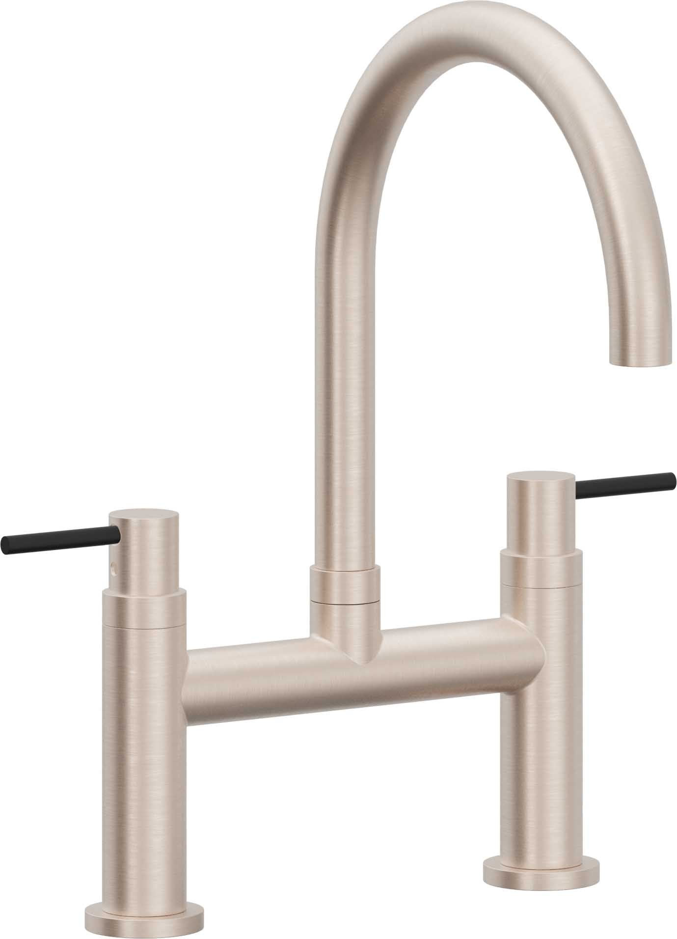 California Faucets Corsano Llave de Cocina Tipo Puente Contemporanea - Pico en Arco - Níquel Satinado