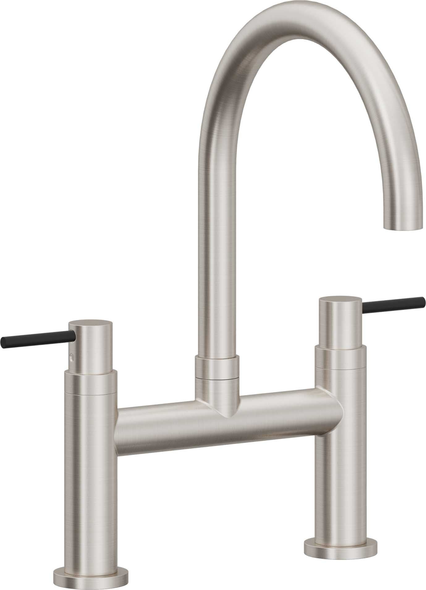 California Faucets Corsano Llave de Cocina Tipo Puente Contemporanea - Pico en Arco - Acero Inoxidable Ultra
