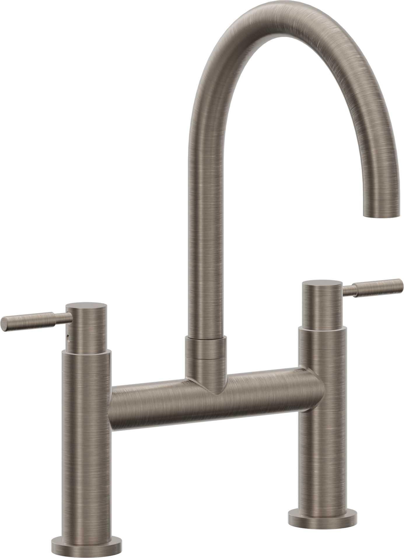 California Faucets Corsano Llave de Cocina Tipo Puente Contemporanea - Pico en Arco - Níquel Antiguo Mate