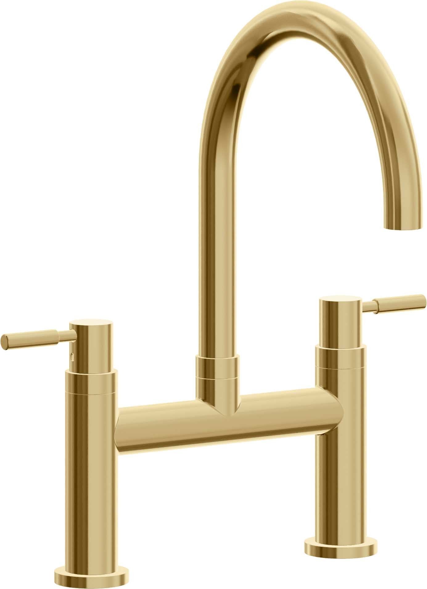 California Faucets Corsano Llave de Cocina Tipo Puente Contemporanea - Pico en Arco - Oro Francés