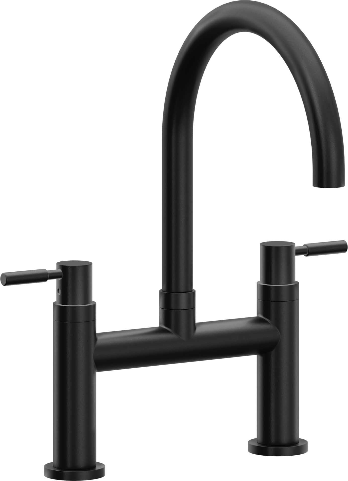 California Faucets Corsano Llave de Cocina Tipo Puente Contemporanea - Pico en Arco - Negro Mate