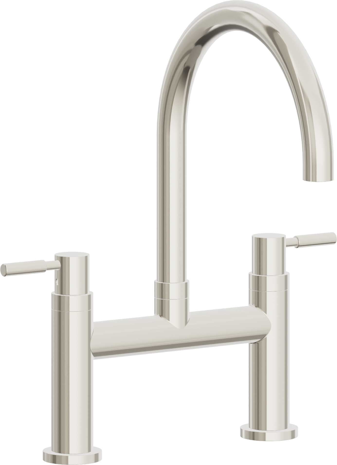 California Faucets Corsano Llave de Cocina Tipo Puente Contemporanea - Pico en Arco - Níquel Pulido