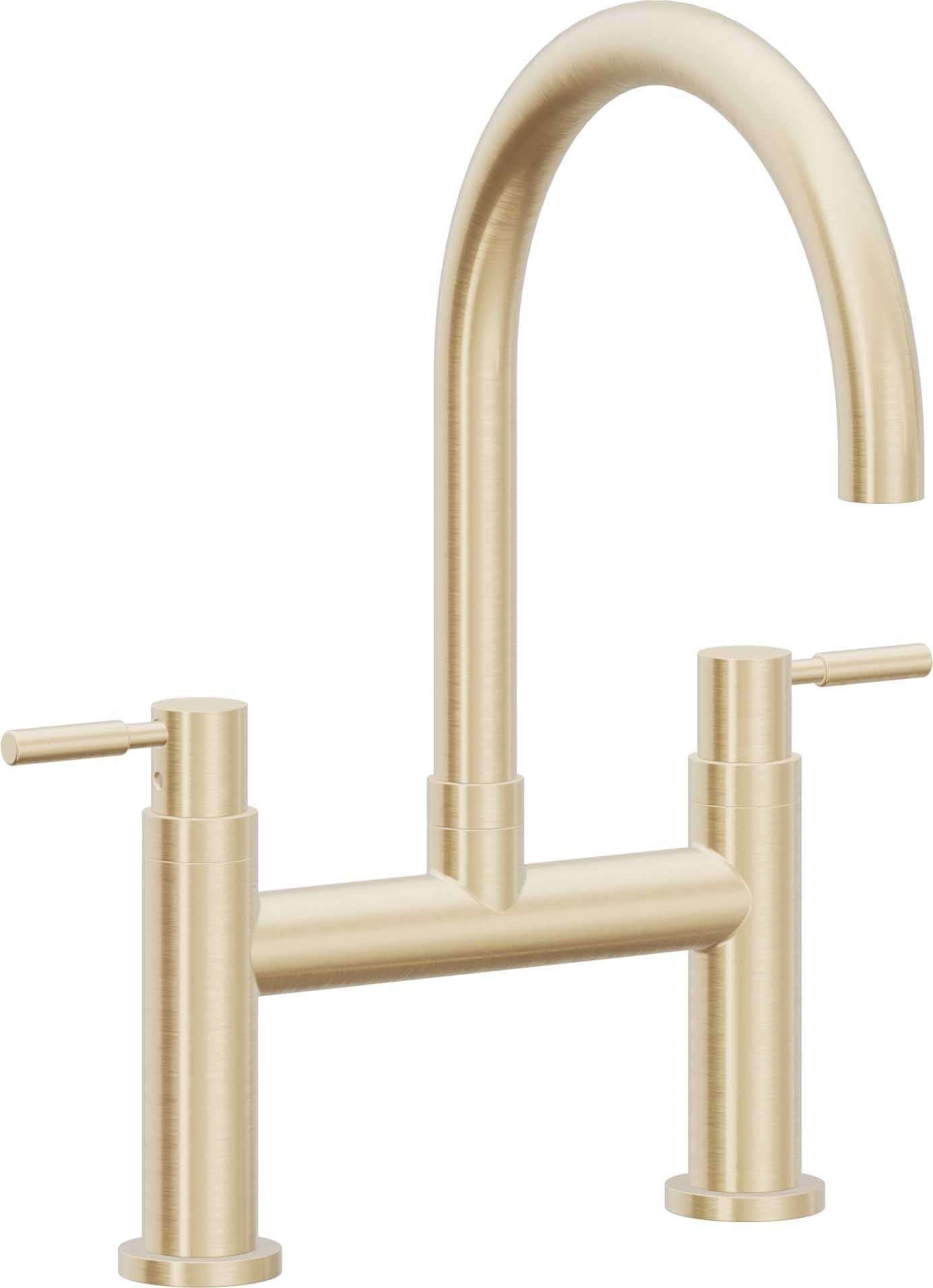 California Faucets Corsano Llave de Cocina Tipo Puente Contemporanea - Pico en Arco - Latón Satinado