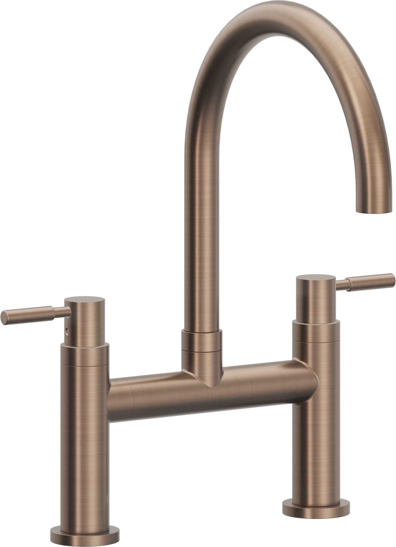 California Faucets Corsano Llave de Cocina Tipo Puente Contemporanea - Pico en Arco - Bronce Satinado
