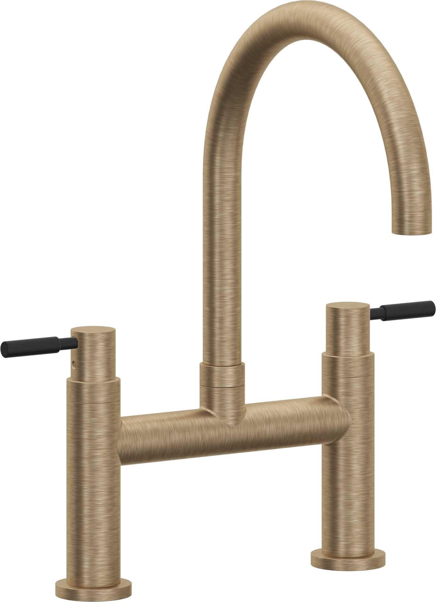 California Faucets Corsano Llave de Cocina Tipo Puente Contemporanea - Pico en Arco - Latón Antiguo Mate