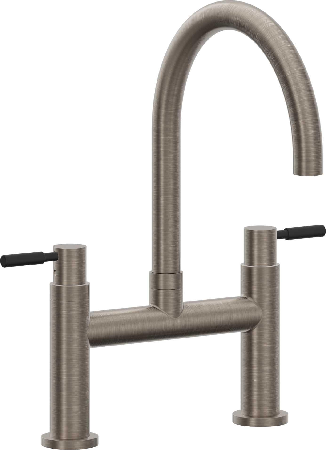 California Faucets Corsano Llave de Cocina Tipo Puente Contemporanea - Pico en Arco - Níquel Antiguo Mate