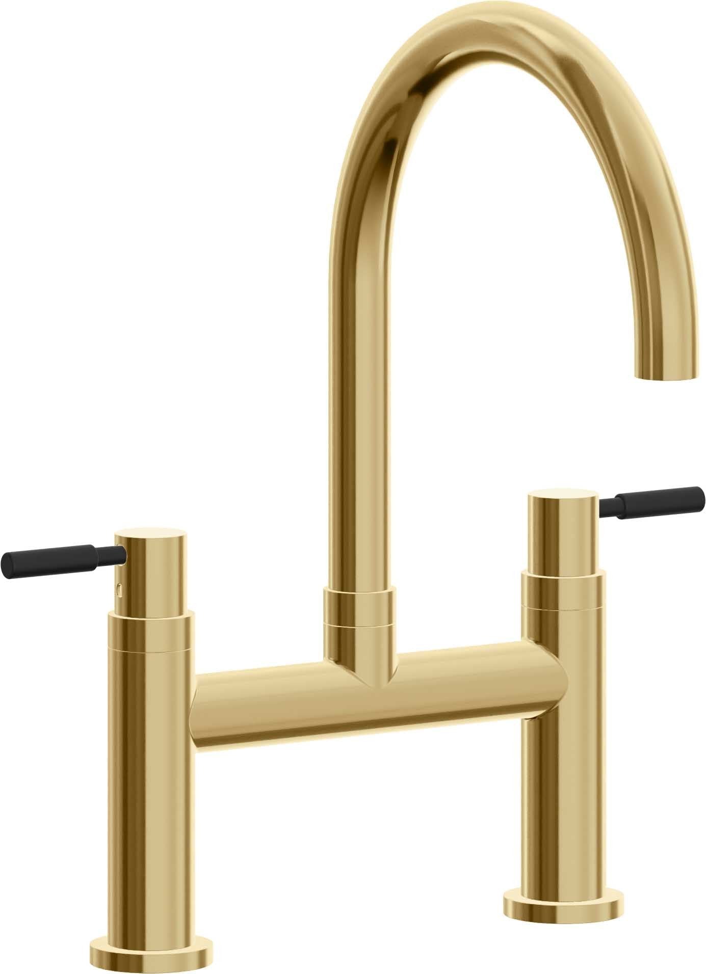 California Faucets Corsano Llave de Cocina Tipo Puente Contemporanea - Pico en Arco - Oro Francés