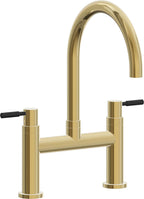 California Faucets Corsano Llave de Cocina Tipo Puente Contemporanea - Pico en Arco - Oro Pulido de por Vida