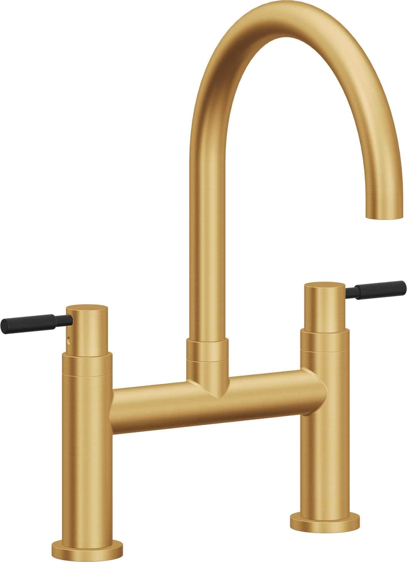 California Faucets Corsano Llave de Cocina Tipo Puente Contemporanea - Pico en Arco - Oro Satinado de por Vida