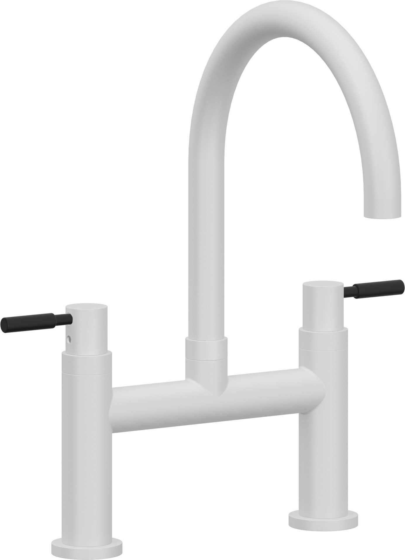 California Faucets Corsano Llave de Cocina Tipo Puente Contemporanea - Pico en Arco - Blanco Mate