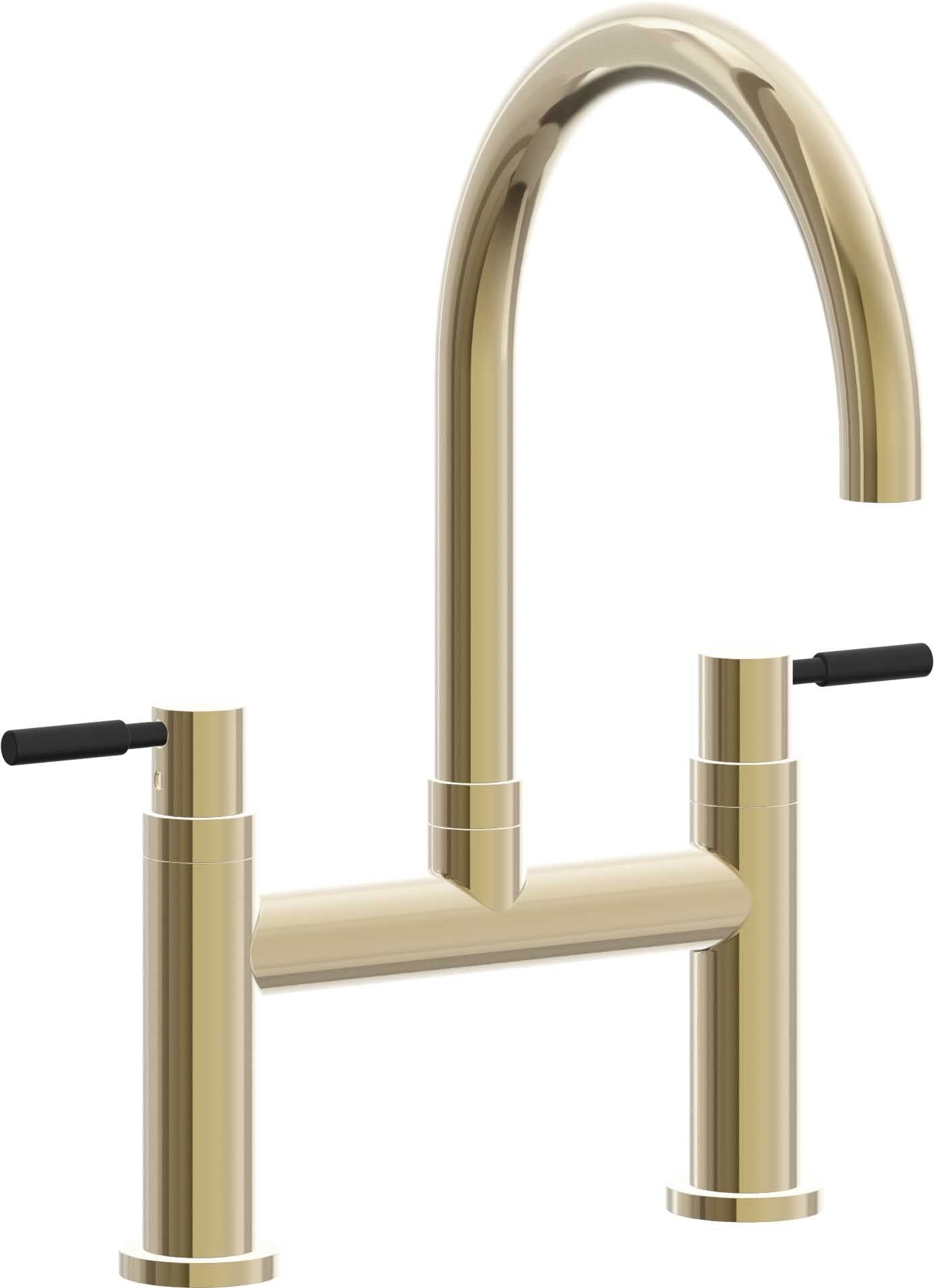 California Faucets Corsano Llave de Cocina Tipo Puente Contemporanea - Pico en Arco - Latón Pulido