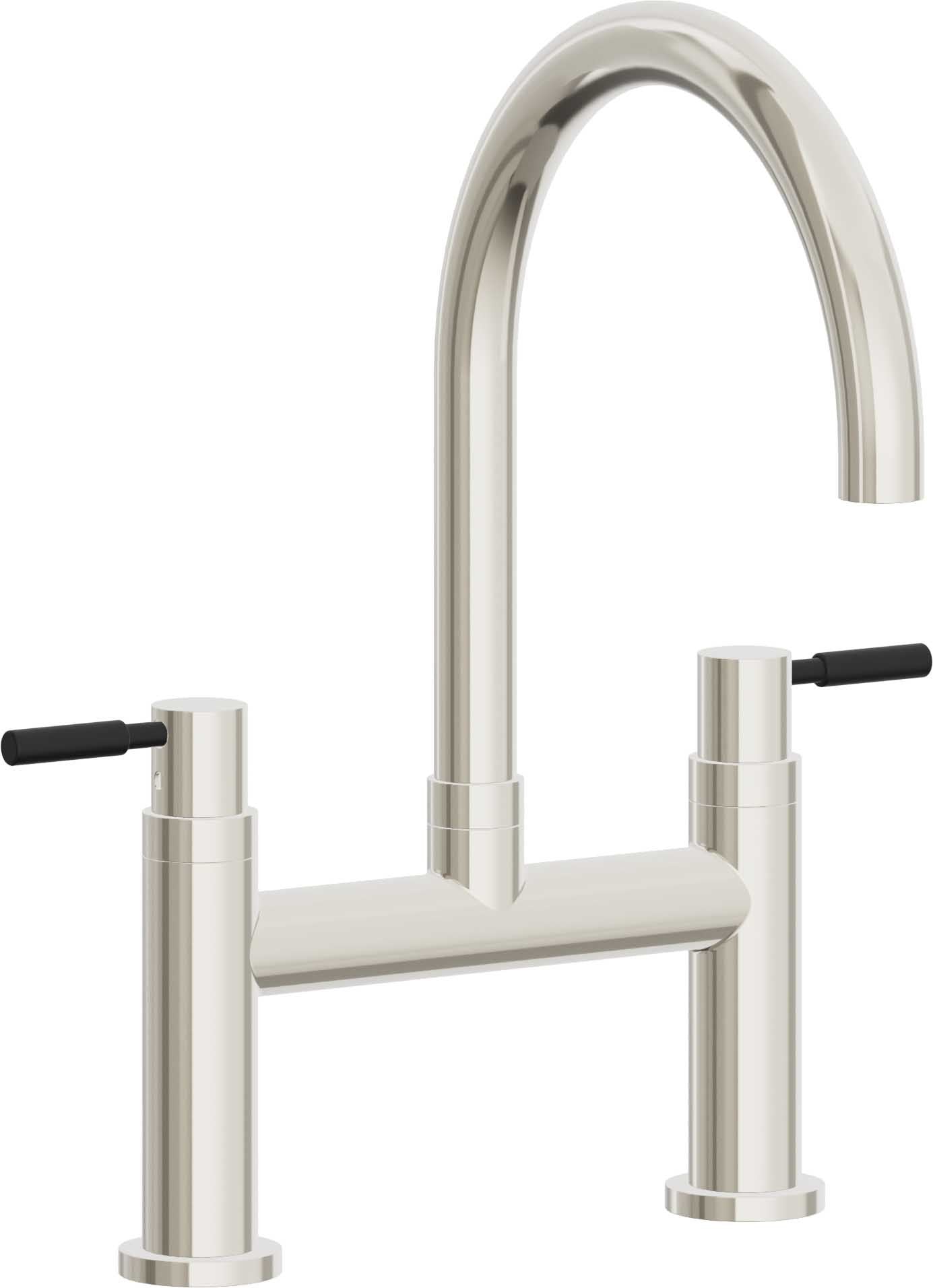 California Faucets Corsano Llave de Cocina Tipo Puente Contemporanea - Pico en Arco - Níquel Pulido