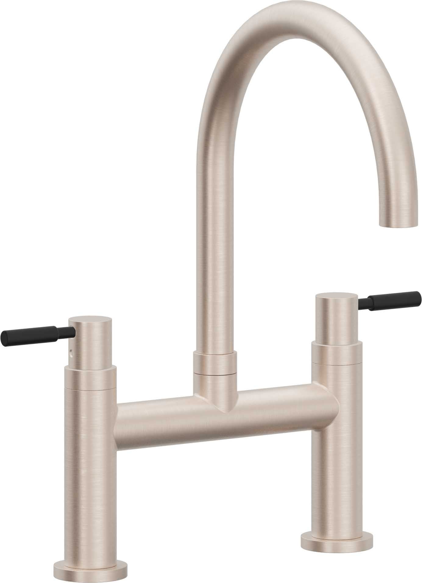 California Faucets Corsano Llave de Cocina Tipo Puente Contemporanea - Pico en Arco - Níquel Satinado