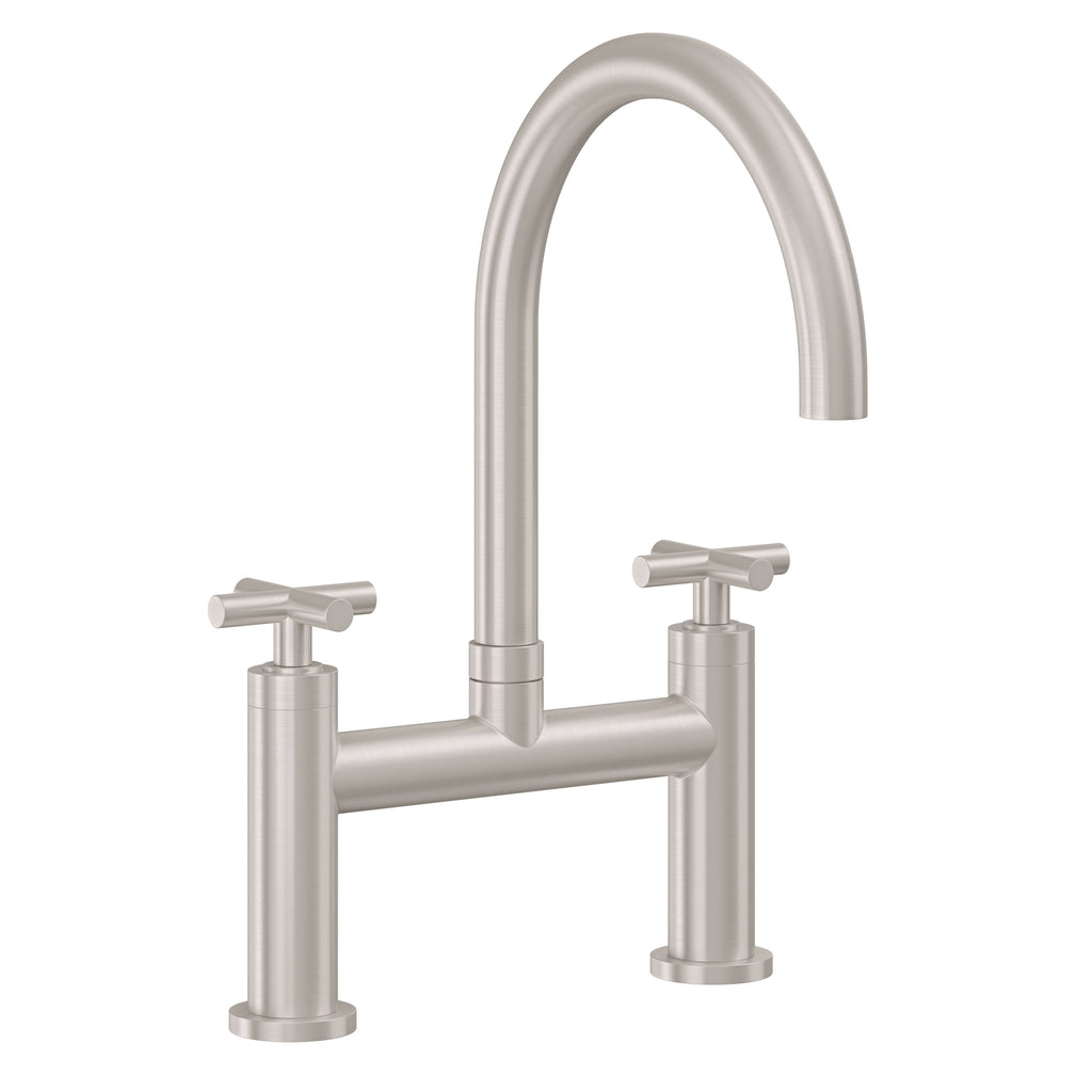 California Faucets Corsano Llave de Cocina Tipo Puente Contemporanea - Pico en Arco - Níquel Satinado