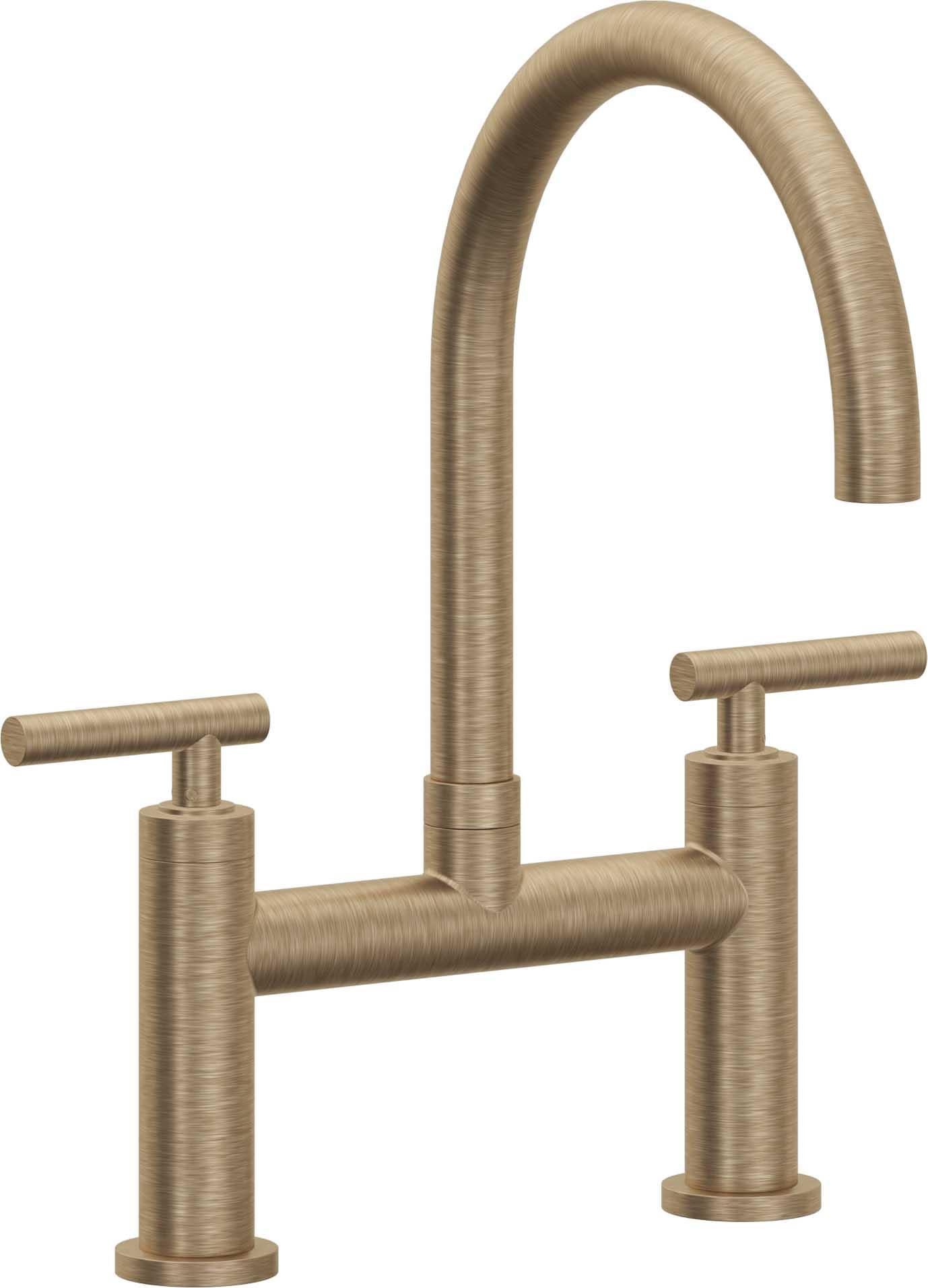California Faucets Corsano Llave de Cocina Tipo Puente Contemporanea - Pico en Arco - Latón Antiguo Mate