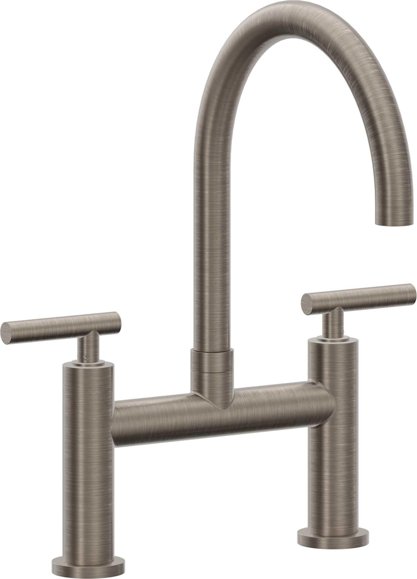 California Faucets Corsano Llave de Cocina Tipo Puente Contemporanea - Pico en Arco - Níquel Antiguo Mate