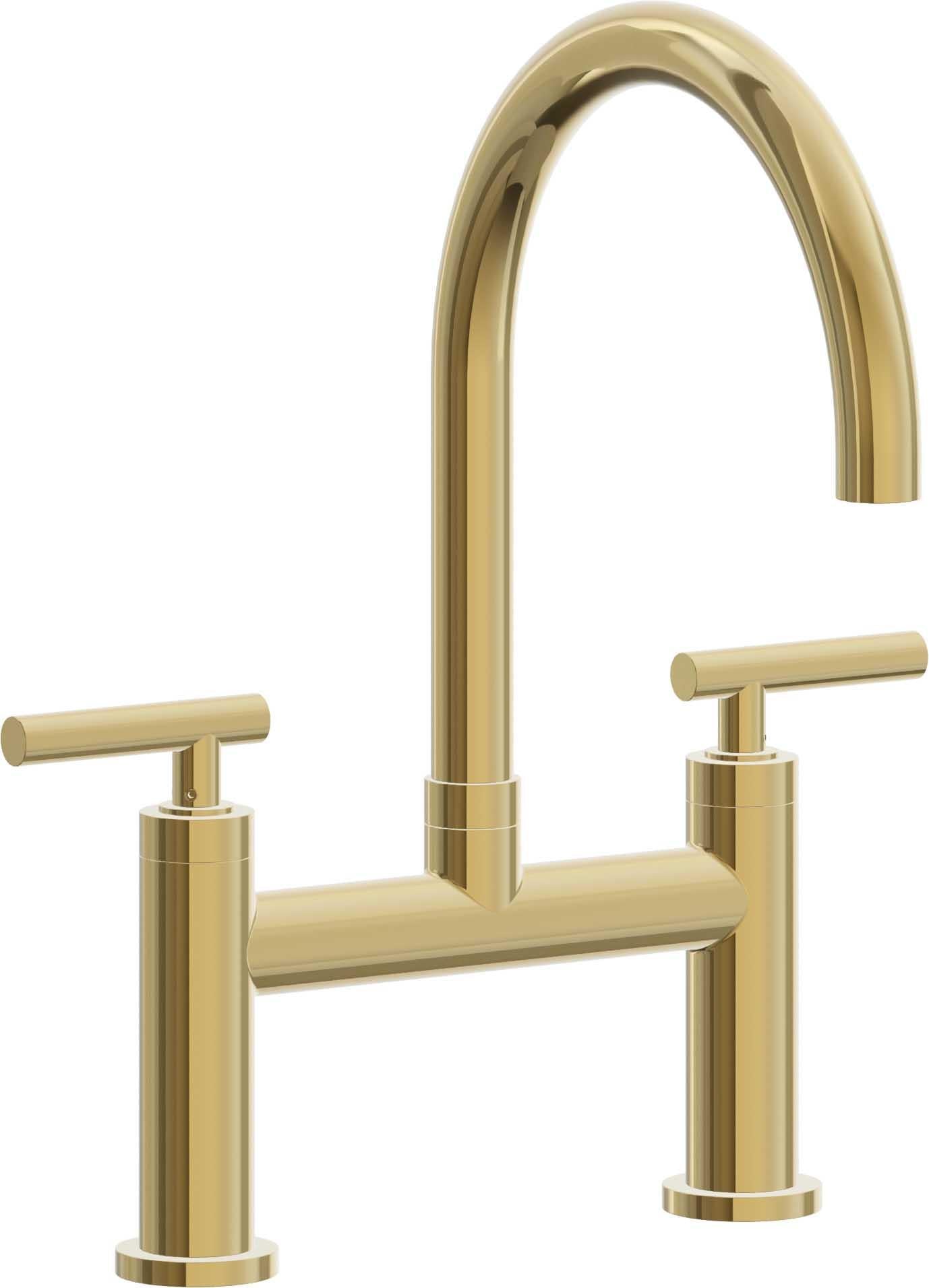 California Faucets Corsano Llave de Cocina Tipo Puente Contemporanea - Pico en Arco - Oro Pulido de por Vida