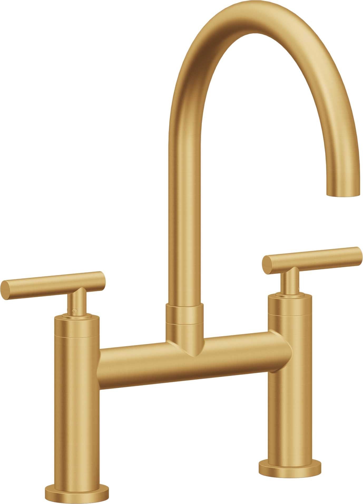 California Faucets Corsano Llave de Cocina Tipo Puente Contemporanea - Pico en Arco - Oro Satinado de por Vida