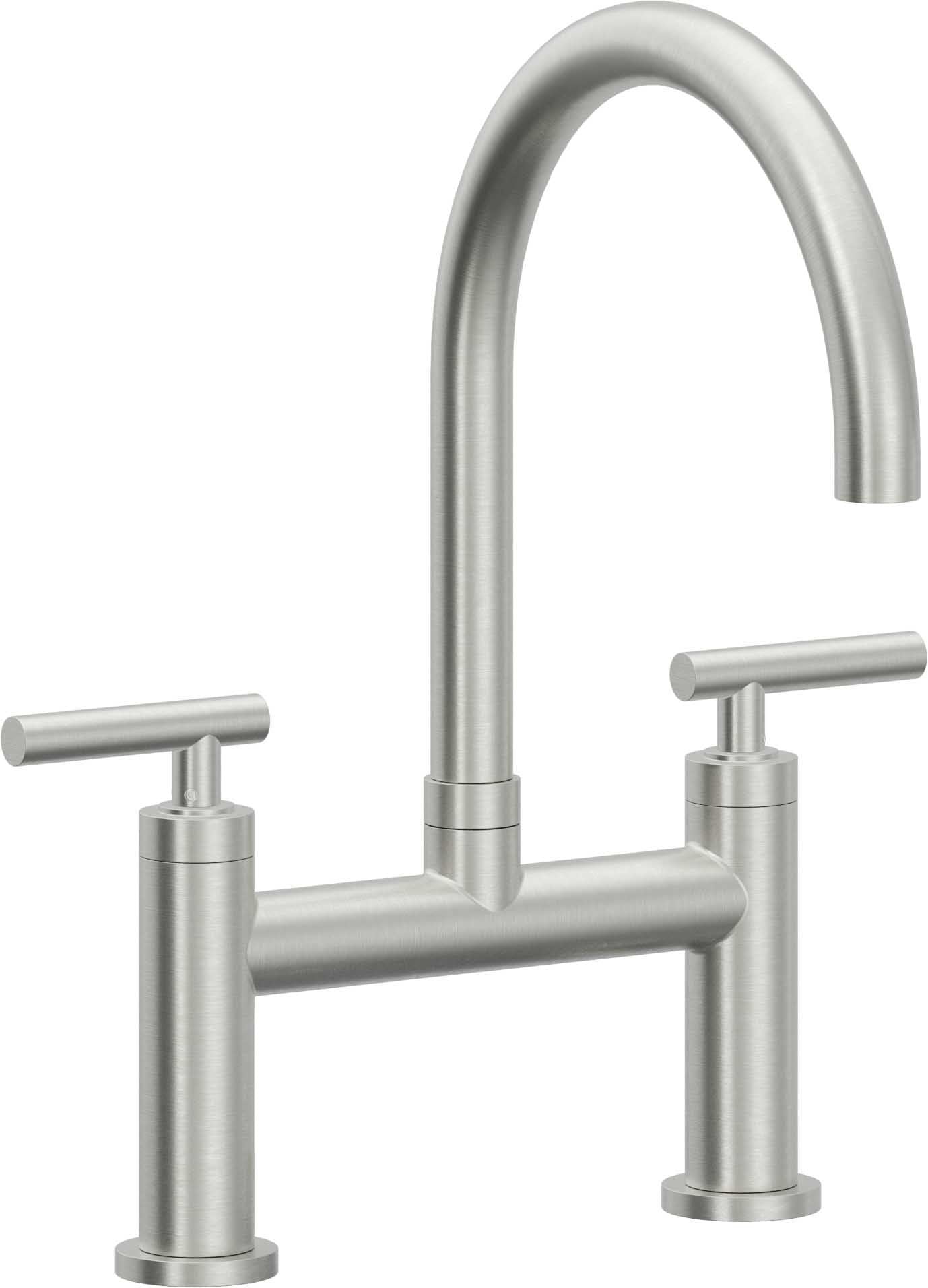 California Faucets Corsano Llave de Cocina Tipo Puente Contemporanea - Pico en Arco - Cromo Satinado