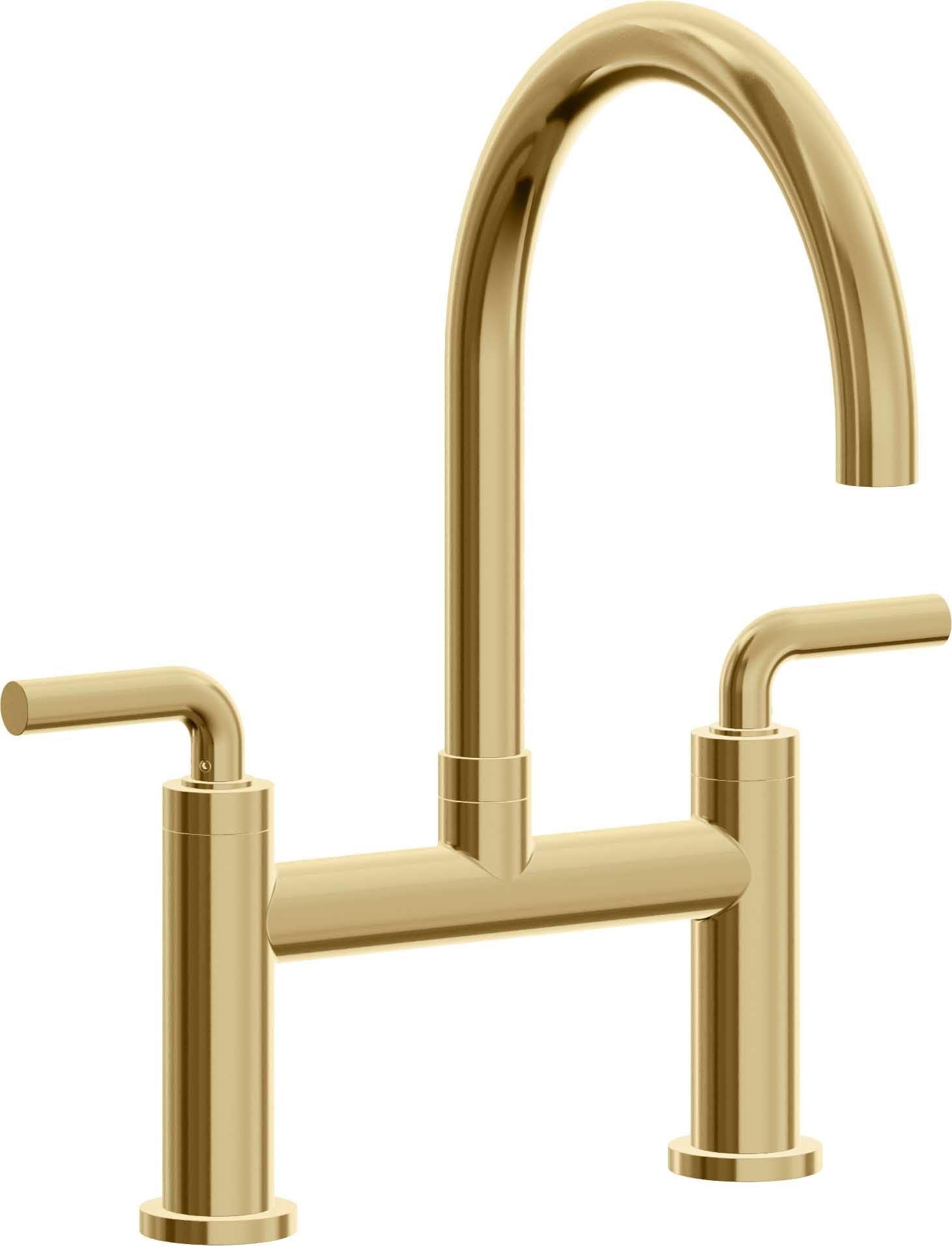 California Faucets Corsano Llave de Cocina Tipo Puente Contemporanea - Pico en Arco - Oro Francés
