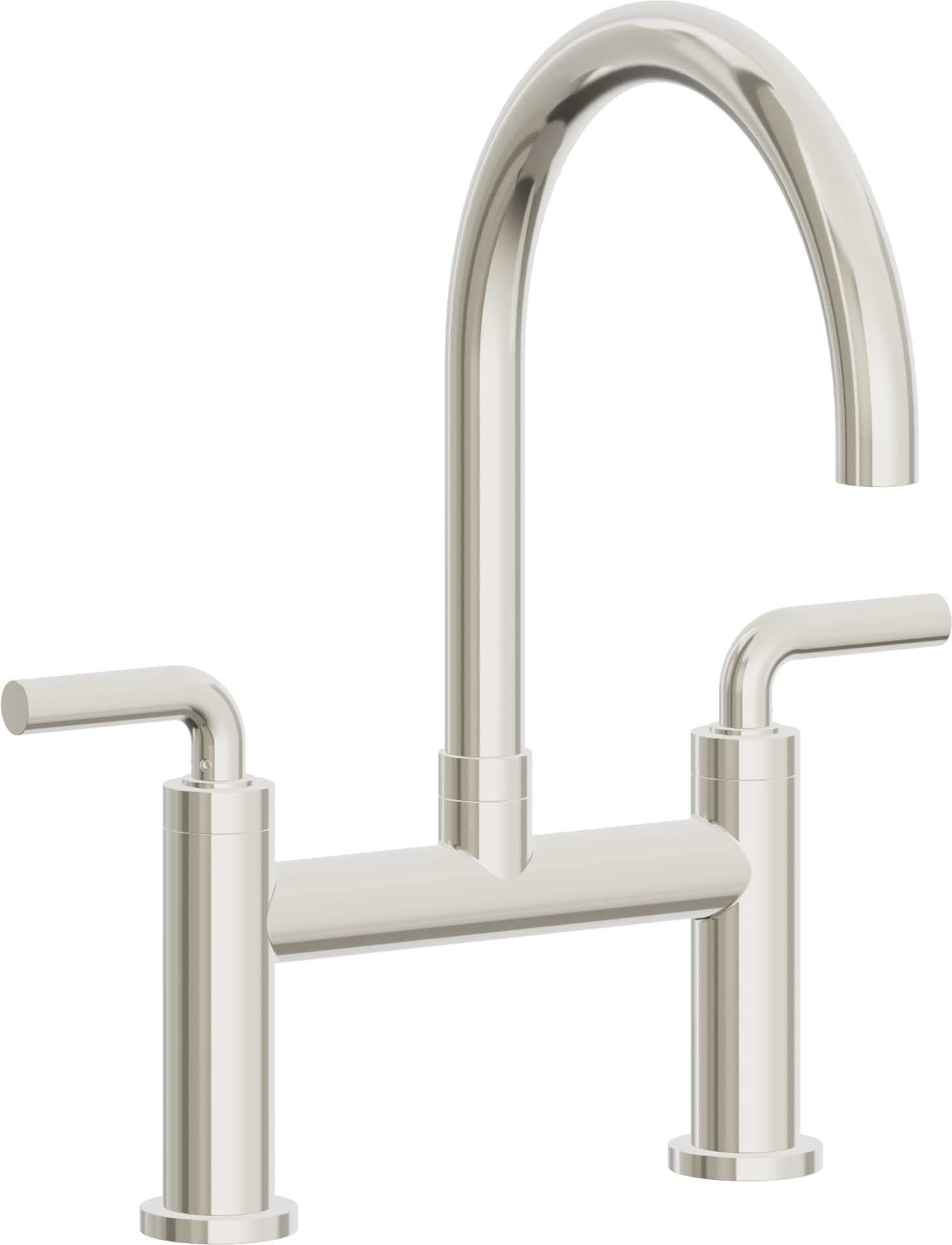 California Faucets Corsano Llave de Cocina Tipo Puente Contemporanea - Pico en Arco - Níquel Pulido
