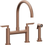California Faucets Corsano Llave de Cocina Tipo Puente Contemporanea con Rociador Lateral - Pico en Arco - Cobre Antiguo Mate