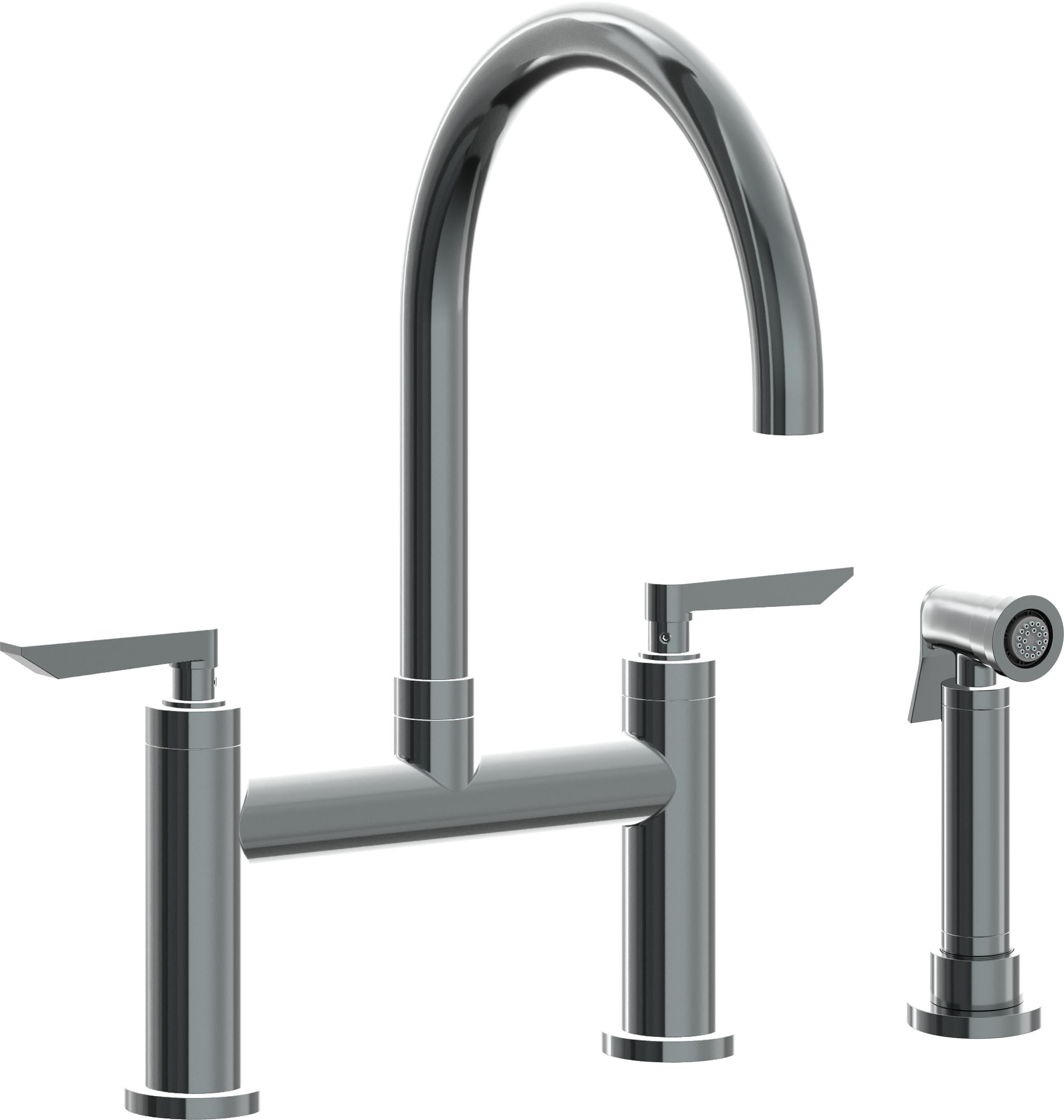 California Faucets Corsano Llave de Cocina Tipo Puente Contemporanea con Rociador Lateral - Pico en Arco - Níquel Negro
