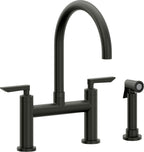 California Faucets Corsano Llave de Cocina Tipo Puente Contemporanea con Rociador Lateral - Pico en Arco - Bronce Bella Terra