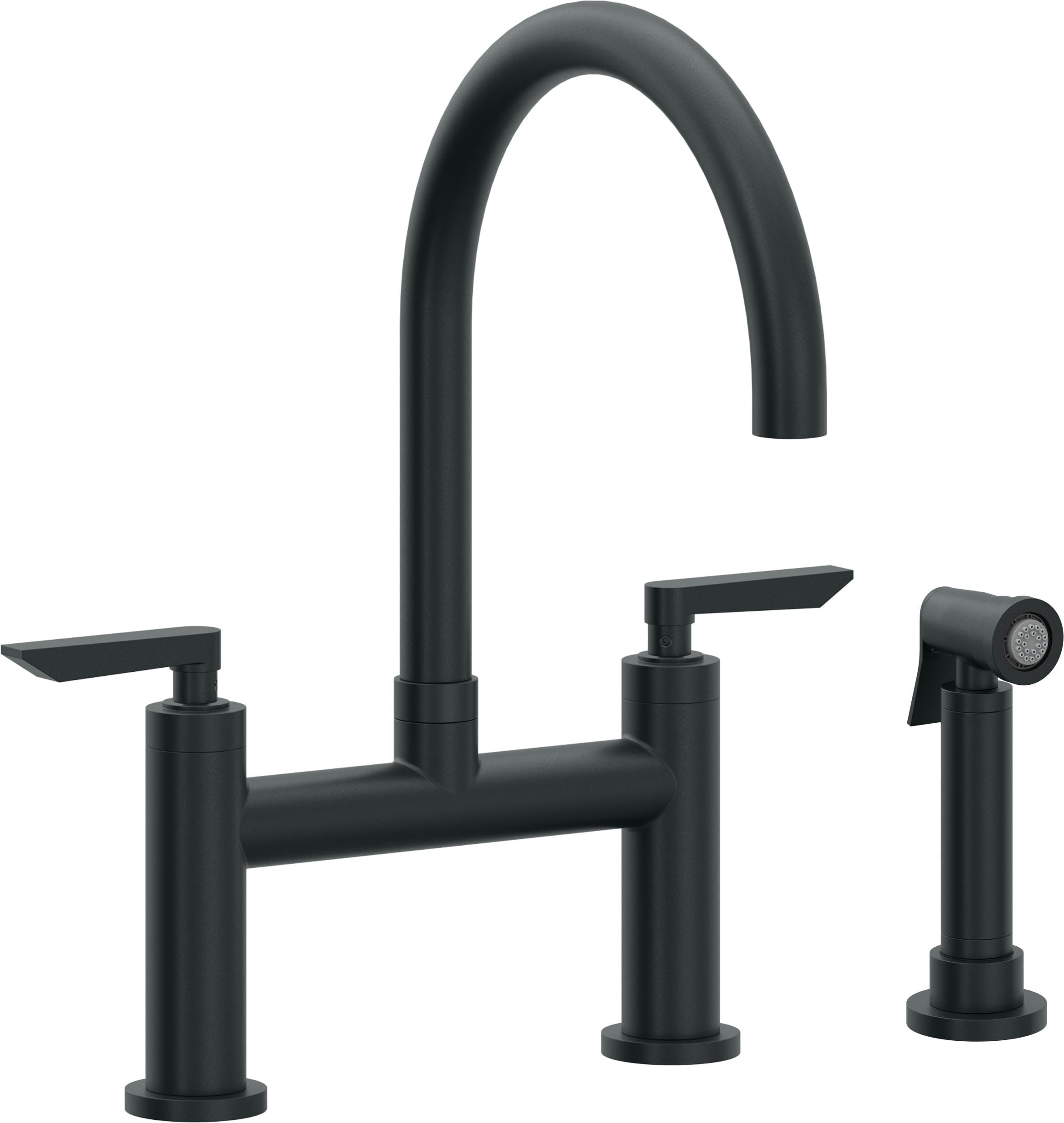 California Faucets Corsano Llave de Cocina Tipo Puente Contemporanea con Rociador Lateral - Pico en Arco - Carbón