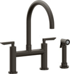 California Faucets Corsano Llave de Cocina Tipo Puente Contemporanea con Rociador Lateral - Pico en Arco - Bronce Oscuro