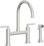 California Faucets Corsano Llave de Cocina Tipo Puente Contemporanea con Rociador Lateral - Pico en Arco - Cromo Pulido