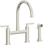 California Faucets Corsano Llave de Cocina Tipo Puente Contemporanea con Rociador Lateral - Pico en Arco - Níquel Pulido