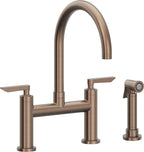 California Faucets Corsano Llave de Cocina Tipo Puente Contemporanea con Rociador Lateral - Pico en Arco - Bronce Satinado