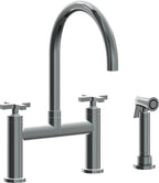 California Faucets Corsano Llave de Cocina Tipo Puente Contemporanea con Rociador Lateral - Pico en Arco - Níquel Negro